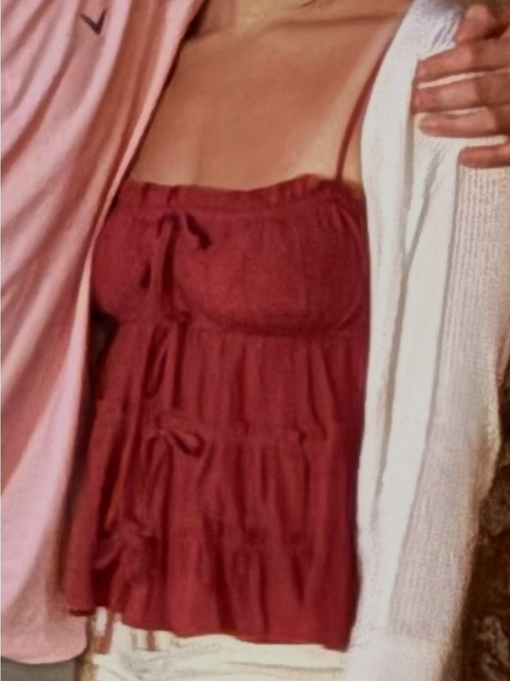Women’s Tiered Red Spaghetti-Strap Camisole